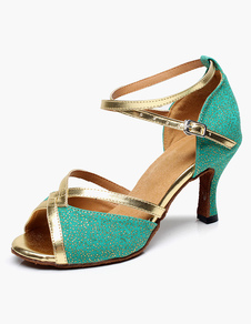 Chaussures de latine Paillette talons verre bout ouvert