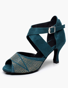 Chaussures de latine en micro daim talons verre bout ouvert