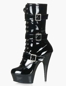 Bottes à bout rond et lacets noires