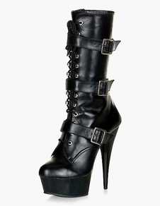 Bottes à bout rond et lacets noires