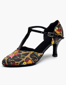 Chaussures de latine noir talons verre bout rond