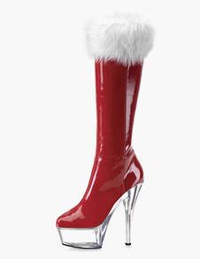 Bottes à bout rond mocassin rouges