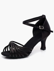 Chaussures de latine en satin à talons épais