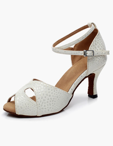 Chaussures de latine blanc talons verre bout ouvert