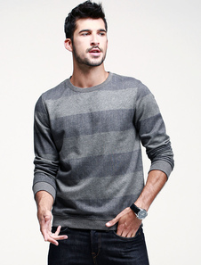 Sweat modeste en coton gris foncé avec rayure