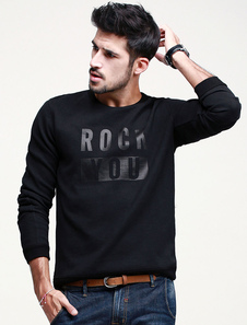 Sweat modeste en coton noir impression