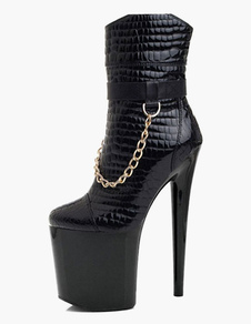 Bottes à bout rond zip noires