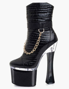 Bottes à bout rond zip noires