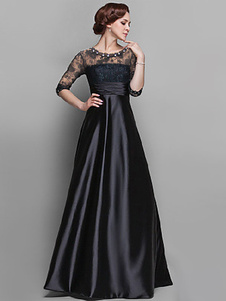 Robe longue noir en chiffon avec couture visible