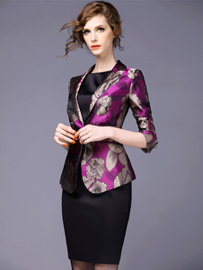 Sexy blazer femme lavandespandex col à revers