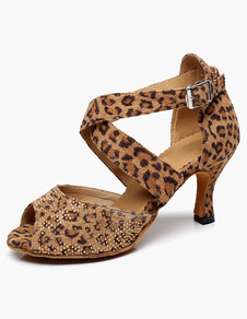 Chaussures de latine en micro daim talons verre bout ouvert