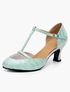 Chaussures de latine vert à talons épais