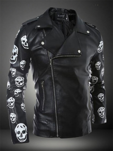 Veste homme noir Crâne col montant