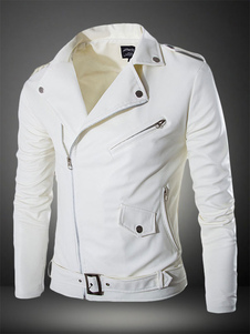 Veste homme en PU blanc col V