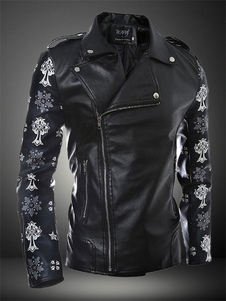 Veste homme noir Crâne col montant