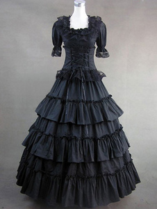Robe lolita noire en coton