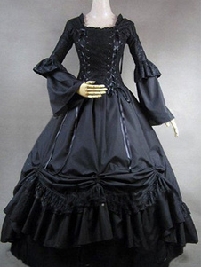 Robe lolita noire en coton