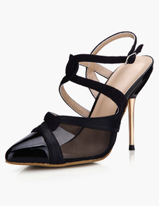 Escarpins à bout pointu et talons aigus en gaze noir