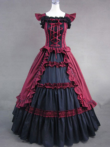 Robe lolita bordeaux en coton