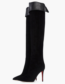 Cuissardes Jupes à talons aigus en velours noir Zip ornement métallique