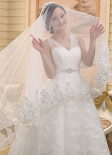 Voile de valse 1 couche en tulle avec paillettes forme d'ovale