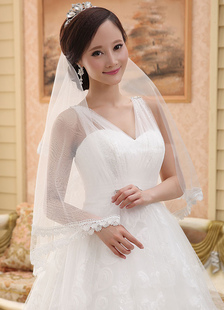 Voile à doights 1 couche en tulle forme d'ovale