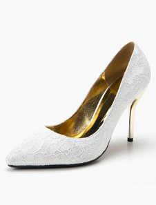 Chaussures de mariée à talons en dentelle talons couverts
