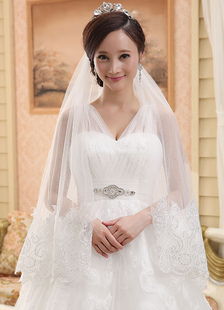 Voile de valse 1 couche en tulle avec paillettes forme d'ovale