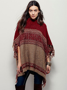 Frange surdimensionné tricot Poncho