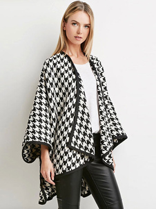 Houndstooth impression Cape manteau