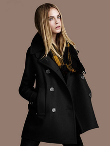 Manteau synthétique avec bouton surdimensionné col à revers