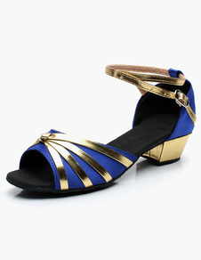 Chaussures de latine en satin à talons chiots ruban aux chevilles