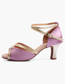 Pratiques Chaussures de danse latine en satin à talons épais