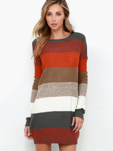 Pull mode multicolore color-block avec tricot encolure dégagée