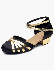 Chaussures de latine en satin à talons chiots ruban aux chevilles