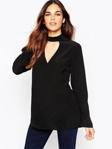 Blouse mode noir creusé