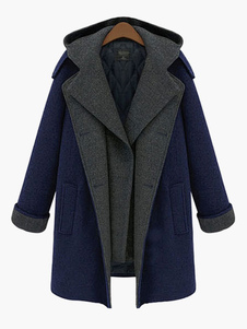 Manteau en coton bicolore multicouche à capuche