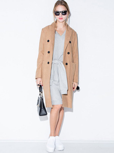 Manteau havane avec bouton croisé revers cranté