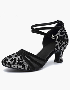 Chaussures de latine à talons épais ruban aux chevilles