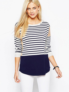 Pull féminin mode multicolore avec rayure tricot