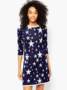 Pull mode bleu foncée imprimé étoile