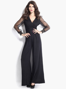 Combinaison féminine sexy noire avec riv