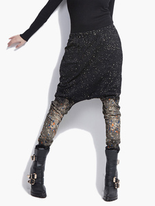 Pantalons de sarouel femme noirs en coton