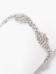 Bracelet à maillons Rhinestone féminin avec pli sur le fermoir