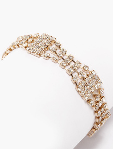 Bracelet à maillons Rhinestone féminin avec pli sur le fermoir