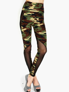 Caleçon femme camouflage casual en spandex avec dentelle
