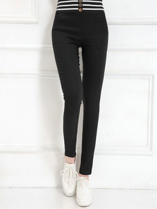 Caleçon de qualité femme casual en coton noir avec bouton