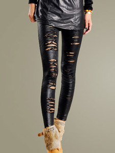 Leggings féminins noirs casual creusé