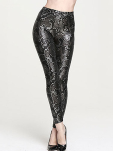 Caleçon femmes casual en spandex noir impression