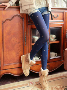 Leggins femmes casual en spandex bleu marine foncés impression